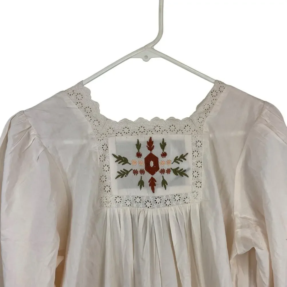 NWT Christy Dawn The Yolanda Organic Cotton Embroidered Maxi Dress Pearl Size M